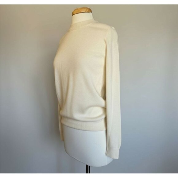 Jennie Liu 100% Cashmere Sweater Women’s Medium Cream Crew Neck Long Sleeve NWT - Picture 1 of 14
